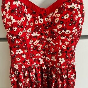 [S] Floral/Feminine Red Beach Midi Dress